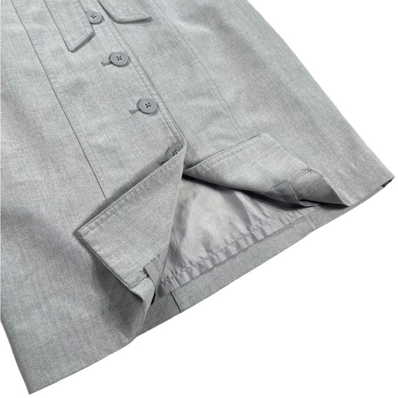Marvin Richards light grey button down short cap sleeve belted midi dress EUC - Picture 5 of 16